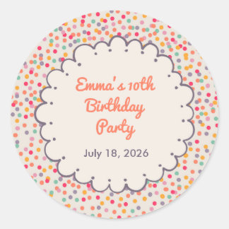 Farbenfroher Konfetti-Geburtstags-Rundsticker Runder Aufkleber