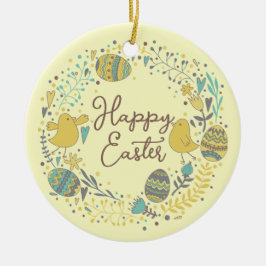 Farbenfroher Kraut von fröhlichen Hühnereiern und  Keramik Ornament