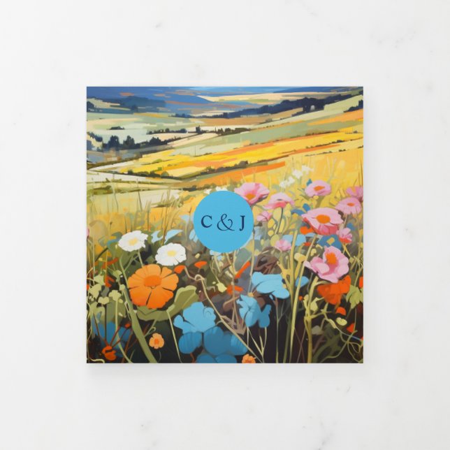 Farbenfroher Landschaftsspass und romantische Hoch Dreifach Gefaltete Einladung (Cover)