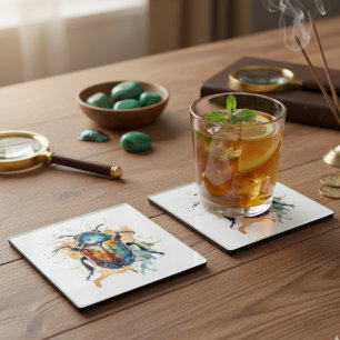 farbenfroher, lebendiger Schal in Aquarellfarben Glasuntersetzer