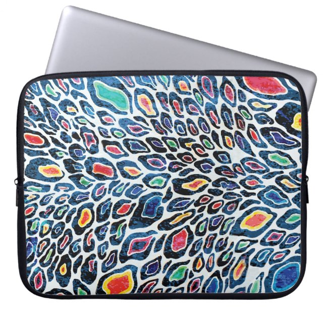 Farbenfroher Leopard: Lebhafte Textur Print Laptopschutzhülle (Vorderseite)