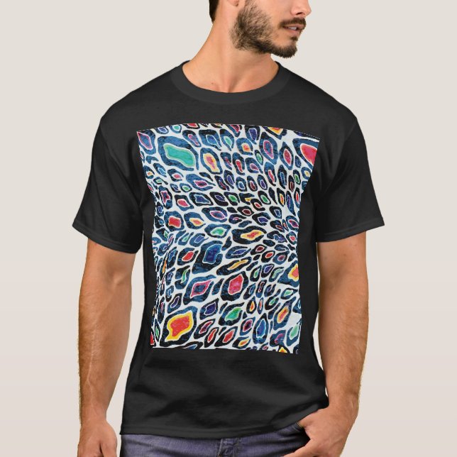 Farbenfroher Leopard: Lebhafte Textur Print T-Shirt (Vorderseite)