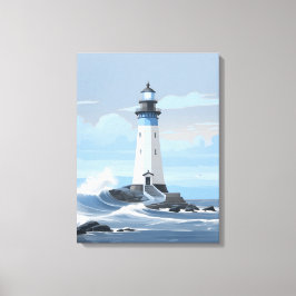 Farbenfroher Leuchtturm am Ozean Leinwanddruck