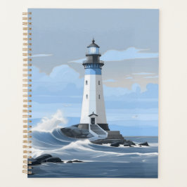 Farbenfroher Leuchtturm am Ozean Planer