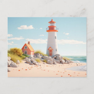 Farbenfroher Leuchtturm maritime Lansdchaft Postkarte