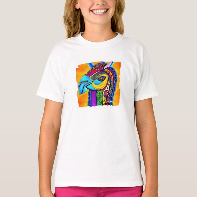 Farbenfroher Llama T - Shirt (Vorderseite)