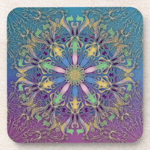 Farbenfroher Mandala Hard Plastic Untersetzer