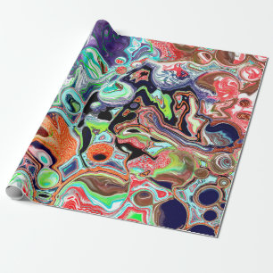 Farbenfroher Marmor Pour Paint Birthday Geschenkpapier