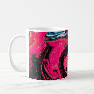 Farbenfroher marmorierter Malhintergrund. Flüssige Kaffeetasse