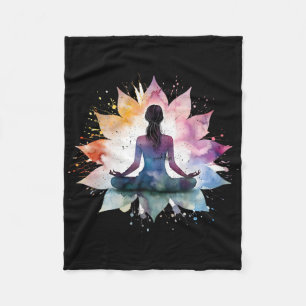 Farbenfroher Meditations-Lotus-Yoga-Chakra-Lance-G Fleecedecke