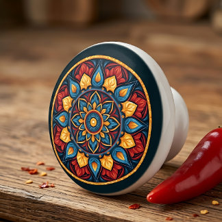 Farbenfroher Mexikanischer Talavera-Keramik-Schran Keramikknauf