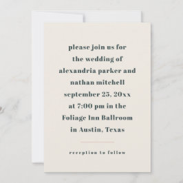 Farbenfroher Minimalismus | Kohle und Creme Einladung