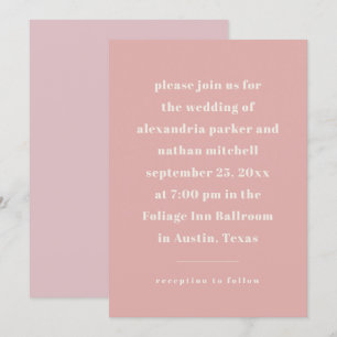 Farbenfroher Minimalismus   Modernes Rosa Einladung