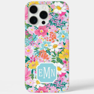 Farbenfroher moderner Garten monogrammiert iPhone 16 Pro Max Hülle