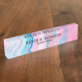 Farbenfroher, moderner Marmorstein Namensplakette