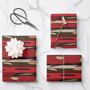 Farbenfroher moderner Teppich gestreiftes Muster Geschenkpapier Set