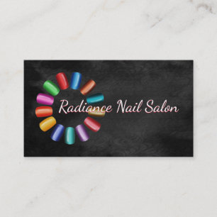 Farbenfroher Nagelsalon Regenbogen und schwarzer R Visitenkarte