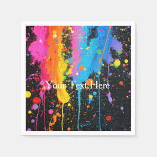 Farbenfroher Neon Paint Spritzer individuell angep Serviette