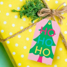 Farbenfroher Neon Typographic HO HO Weihnachtsbaum