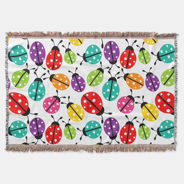 Farbenfroher Niedlicher Lady Bug Nahtloses Muster Decke (Vorderseite)