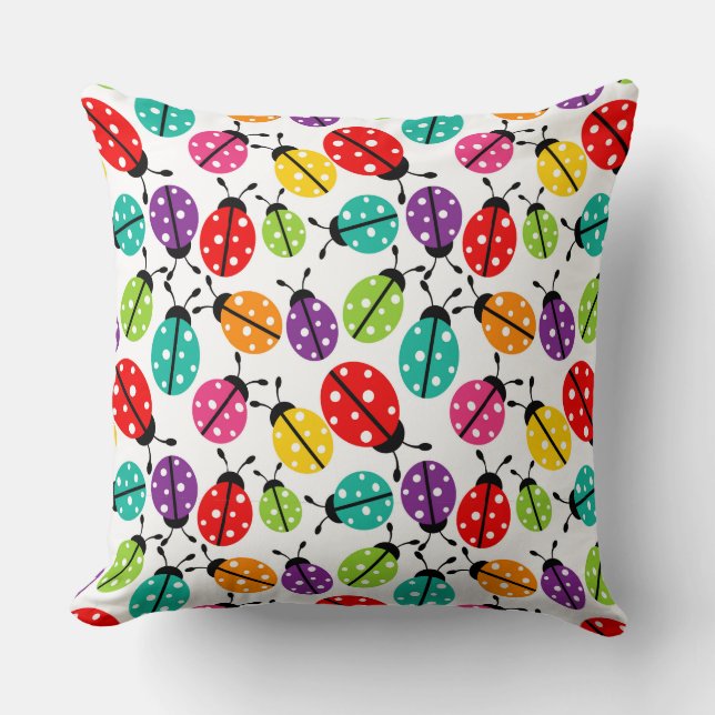 Farbenfroher Niedlicher Lady Bug Nahtloses Muster Kissen (Vorderseite)
