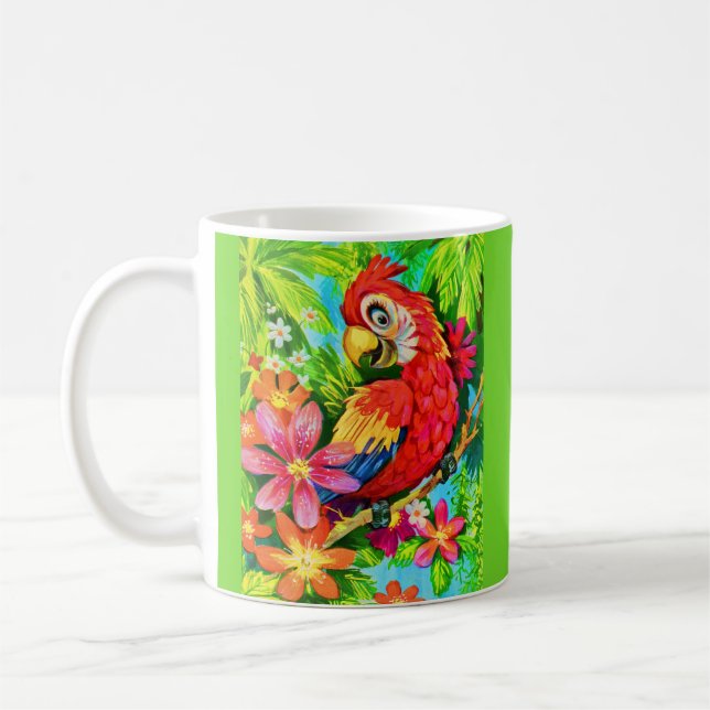 farbenfroher Papagei Kaffeetasse (Links)