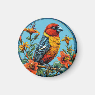Farbenfroher Papageienkreuzschnabel Vogel Magnet