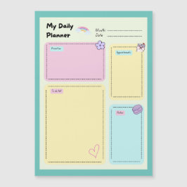 Farbenfroher Pastel Kawaii Niedlicher Tagesplaner Magnetkarte