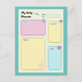 Farbenfroher Pastel Kawaii Niedlicher Tagesplaner Postkarte