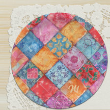 Farbenfroher Patchworkdruck Monogramm