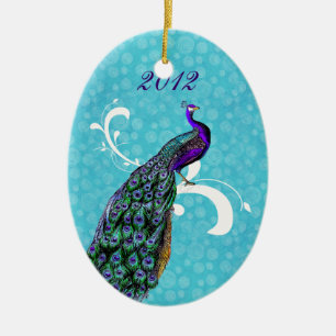 Farbenfroher Pfau Unser erstes Weihnachtsgeschenk Keramik Ornament