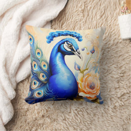 Farbenfroher Pfau zwischen lebhaften Blume Kissen