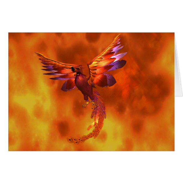 Farbenfroher Phönix fliegt vor einem frischen Hint (Vorderseite (Horizontal))
