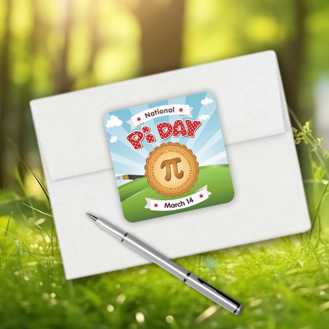 farbenfroher Pi Day Quadratischer Aufkleber (Colorful Pi Day Square Sticker!)