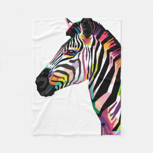 Farbenfroher Pop Art Zebra Fleecedecke