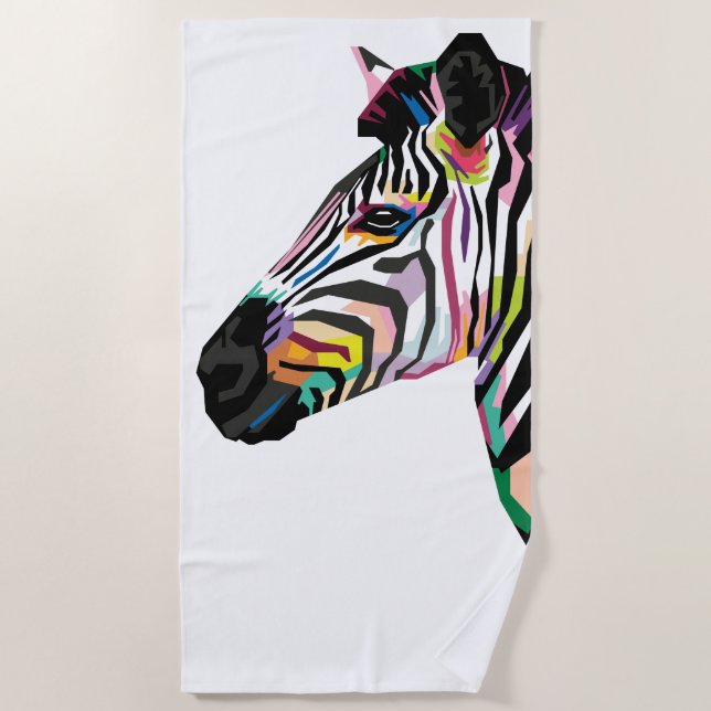 Farbenfroher Pop Art Zebra Strandtuch (Vorderseite)