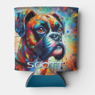 Farbenfroher Pop Boxer Dog Personalisiert Aquamari Dosenkühler