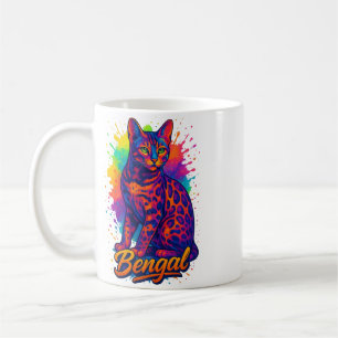 Farbenfroher Pop Kunst, Bengalisches Katzen Kaffeetasse