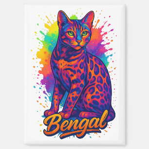Farbenfroher Pop Kunst, Bengalisches Katzen Magnet