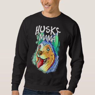 Farbenfroher Pop Portrait Husky Dog Mama Mama Moth Sweatshirt