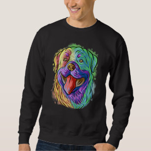Farbenfroher Pop Portrait Rottweiler Hund Mama Mut Sweatshirt