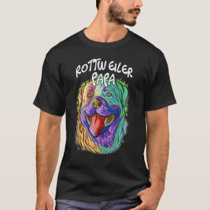 Farbenfroher Pop Portrait Rottweiler Hund Vater Va T-Shirt