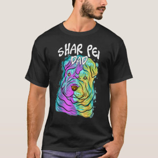 Farbenfroher Pop Portrait Shar Pei Dog Vater Vater T-Shirt