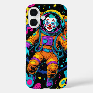 Farbenfroher psychedelischer Clown-Astronaut iPhone 16 Hülle