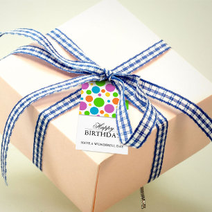 Farbenfroher Punkt zum Geburtstag glücklich Geschenkanhänger