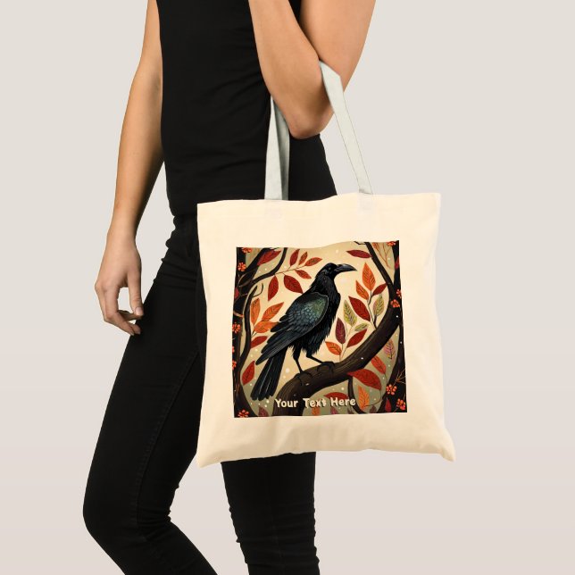 Farbenfroher Raven in einem Baum Tragetasche (Vorderseite (Produkt))