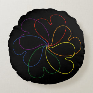 Farbenfroher Regenbogen auf der Blume Black Chic Rundes Kissen