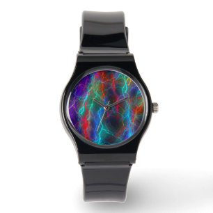Farbenfroher Regenbogen Blitz Sturm Armbanduhr