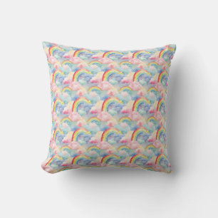 Farbenfroher Regenbogen, Cloud und Star Kissen
