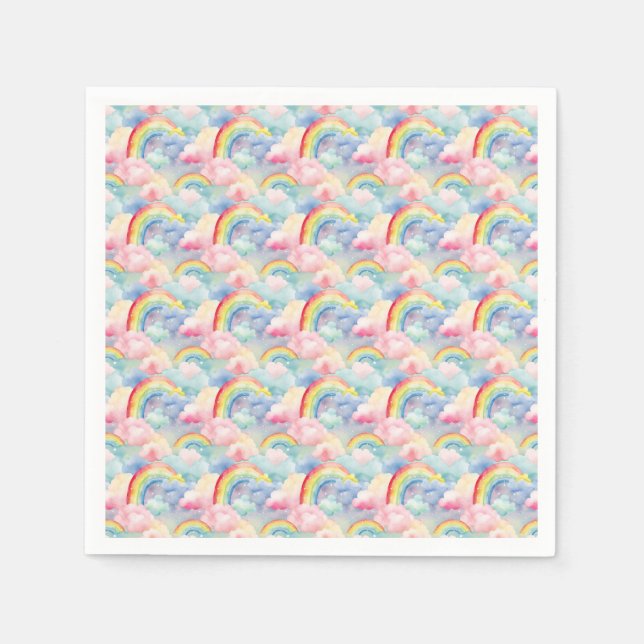Farbenfroher Regenbogen, Cloud und Star Serviette (Vorderseite)